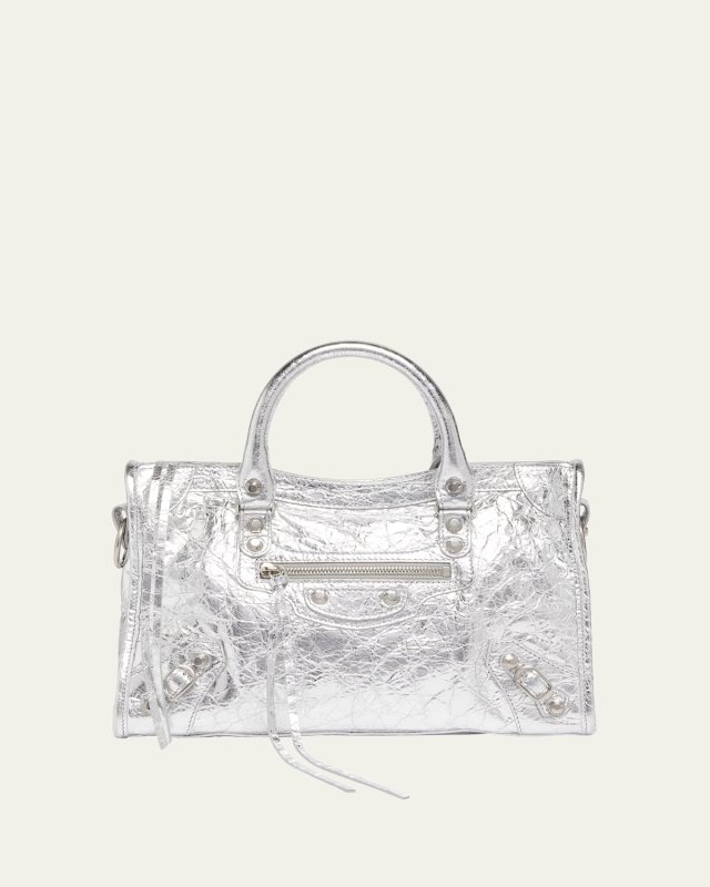 Le City Small Metallic Leather Tote Bag